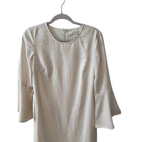 Club Monaco Crepe Bell Sleeve Dress Off White 4 - Picture 5 of 10